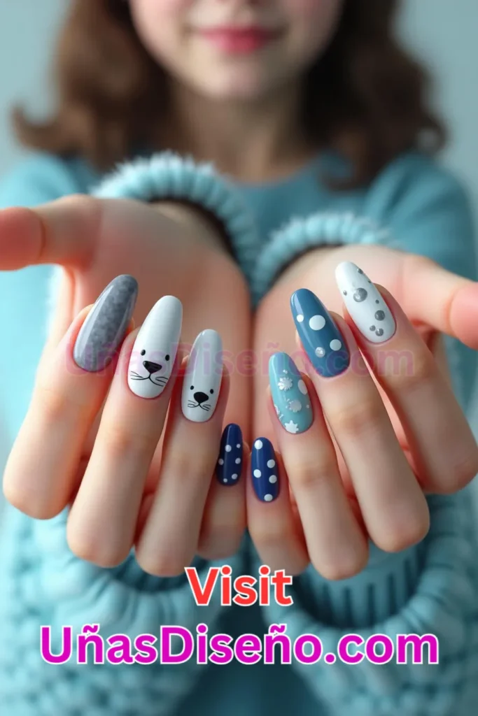 35. Foca Diseños de uñas - 51 Diseños de uñas con estampado animal para combinar a la perfección con tus vestidos (2).jpeg