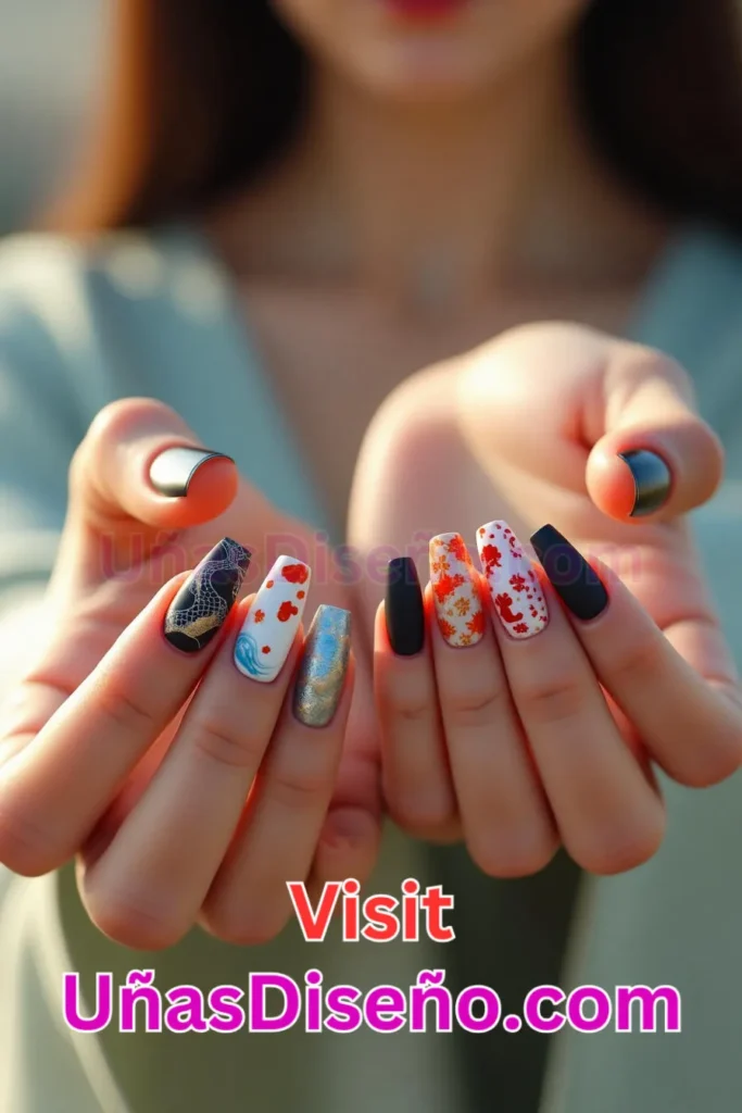 37. Carpa koi Diseños de uñas - 51 Diseños de uñas con estampado animal para combinar a la perfección con tus vestidos (1).jpeg