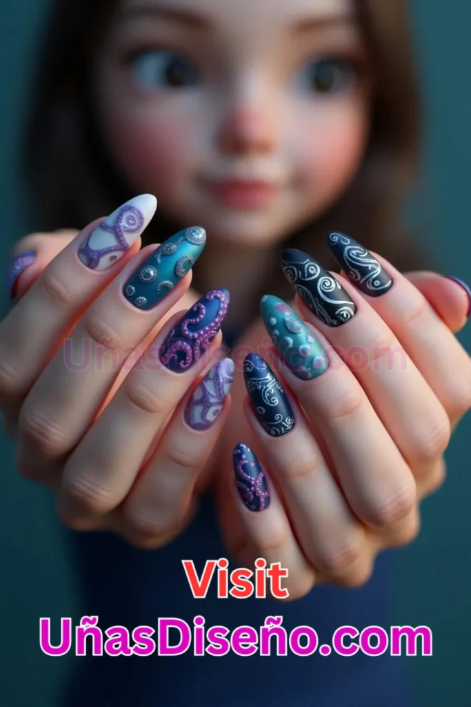 39. Pulpo Diseños de uñas - 51 Diseños de uñas con estampado animal para combinar a la perfección con tus vestidos (2).jpeg