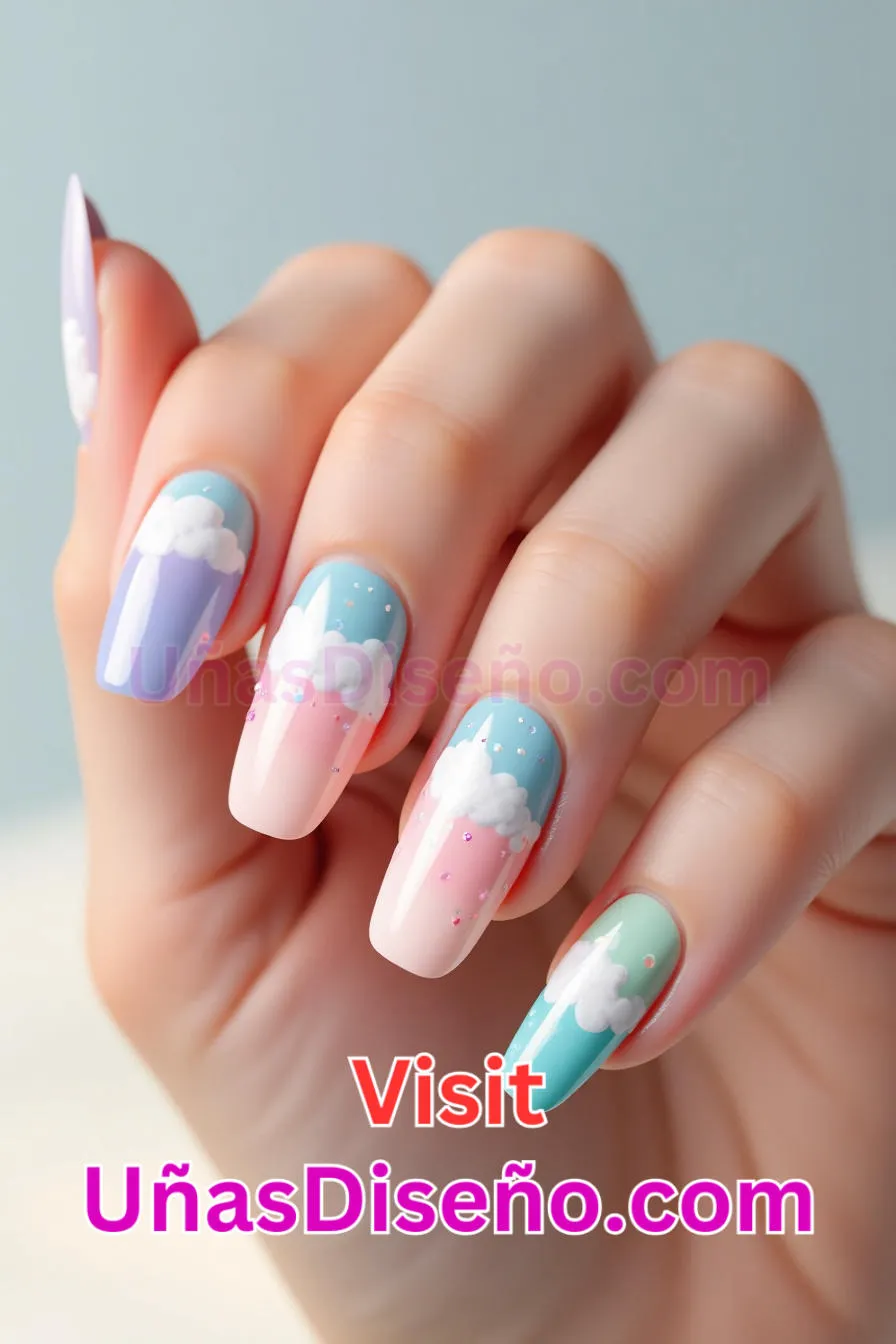 4 Nubes de colores Nail Art Los 25 Mejores Diseños de Uñas Para Principiantes 1.jpeg
