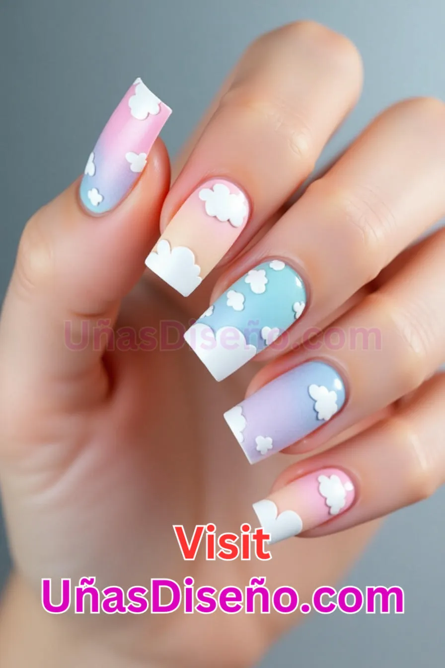 4 Nubes de colores Nail Art Los 25 Mejores Diseños de Uñas Para Principiantes 2.jpeg