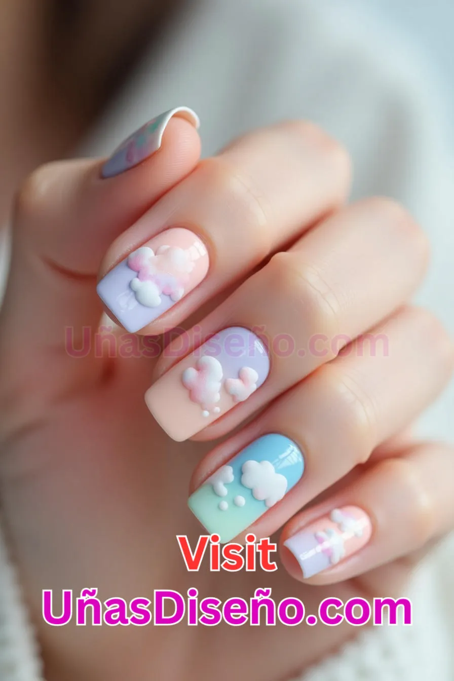 4 Nubes de colores Nail Art Los 25 Mejores Diseños de Uñas Para Principiantes 3.jpeg