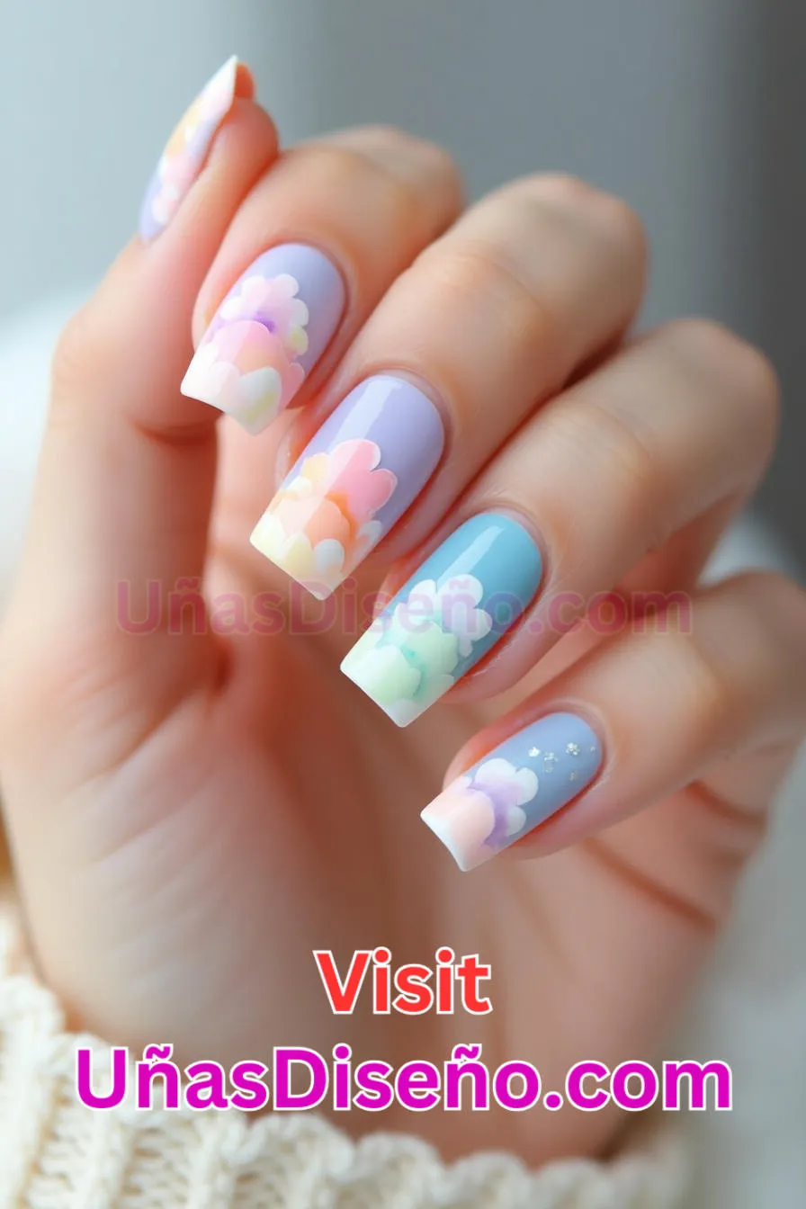 4 Nubes de colores Nail Art Los 25 Mejores Diseños de Uñas Para Principiantes 6.jpeg
