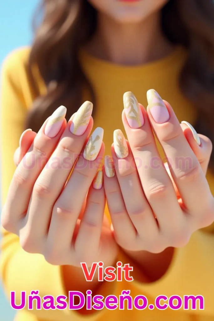 4. Diseño de uñas de verano con brillo dorado y base nude (3).jpeg