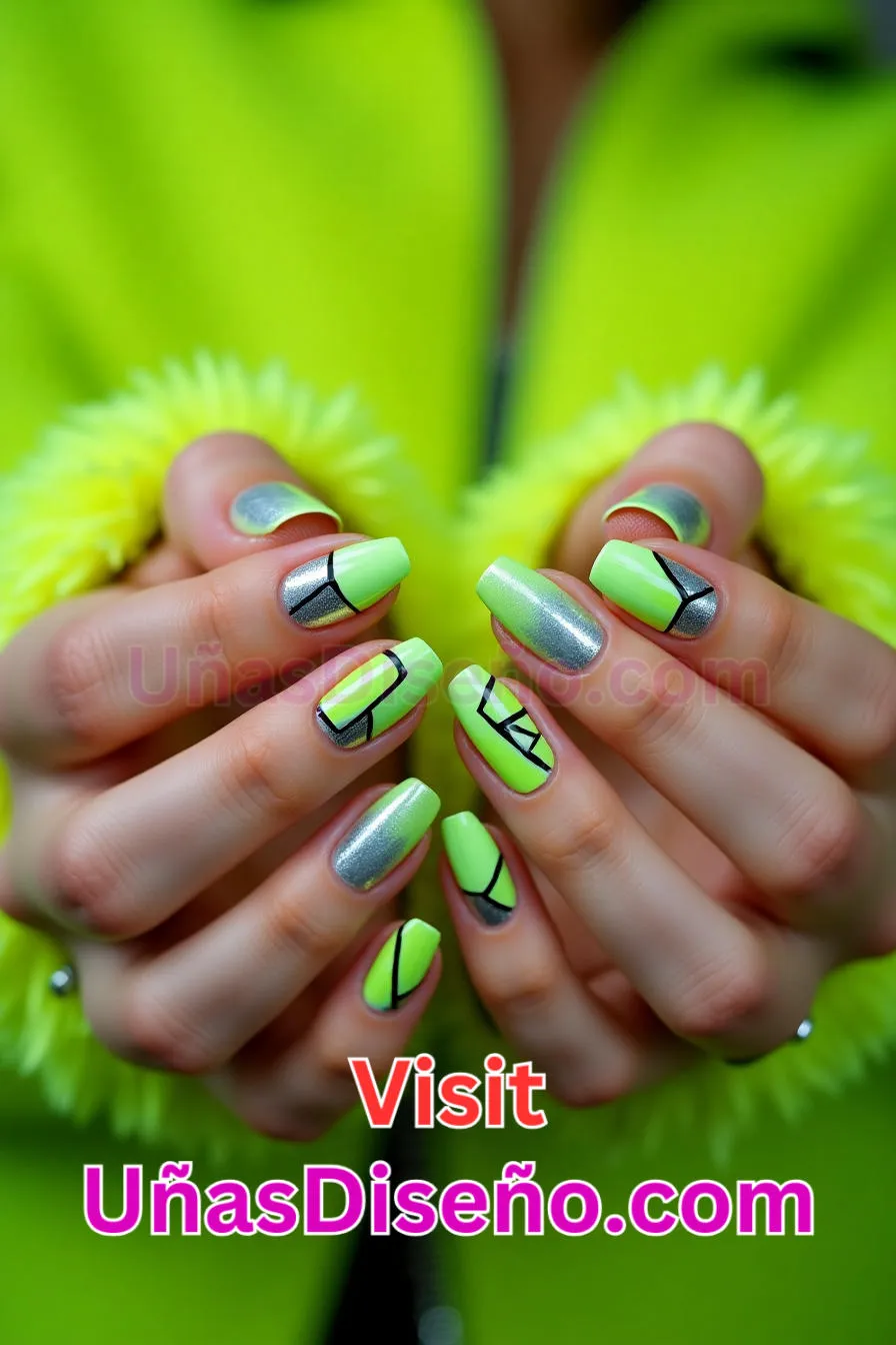 4. Diseño de uñas verde neón - 15 Diseños de uñas de neón de moda para un look atrevido y vibrante 1.jpeg
