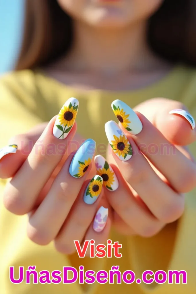 4. Diseños de uñas con estampado floral y atrevidos girasoles amarillos (1).jpeg