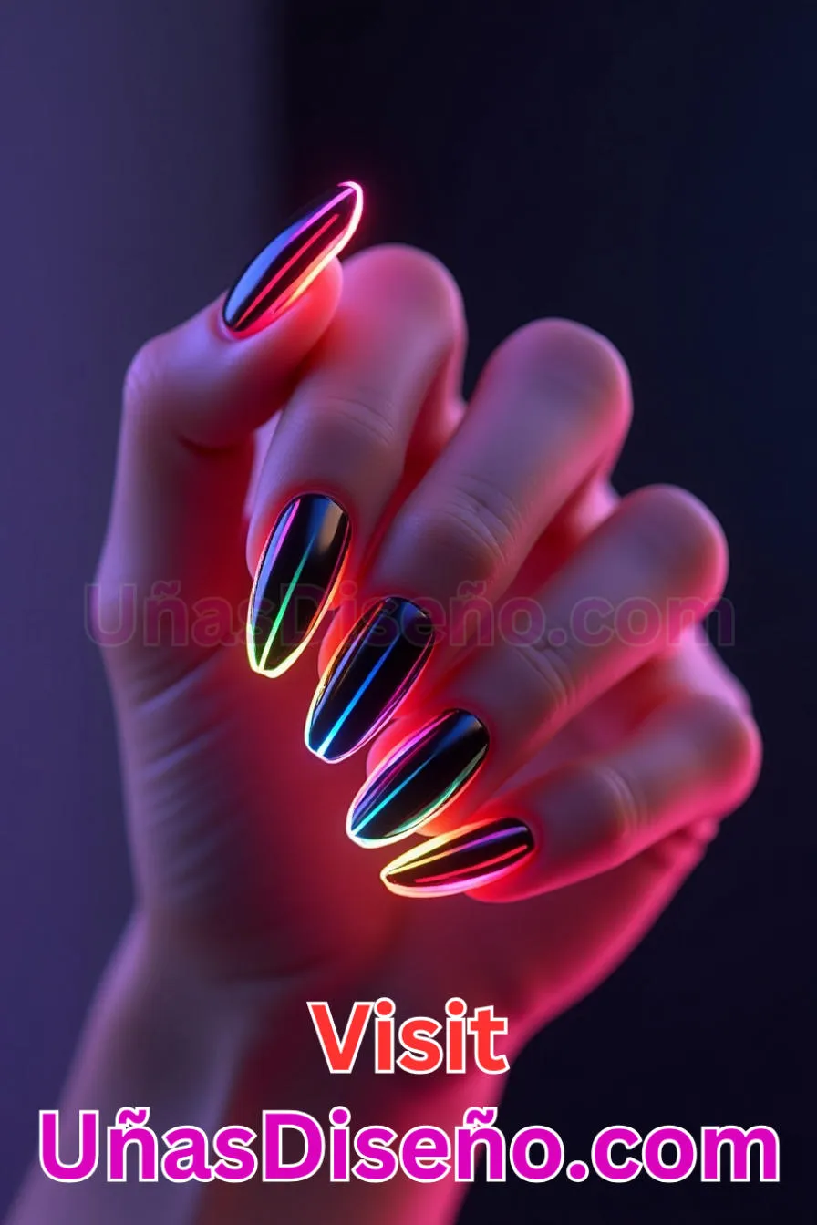 4. Neon Edge Impact - Tendencias 2025 30 Estilos de Uñas Almendra que Marcan la Diferencia (2).jpeg