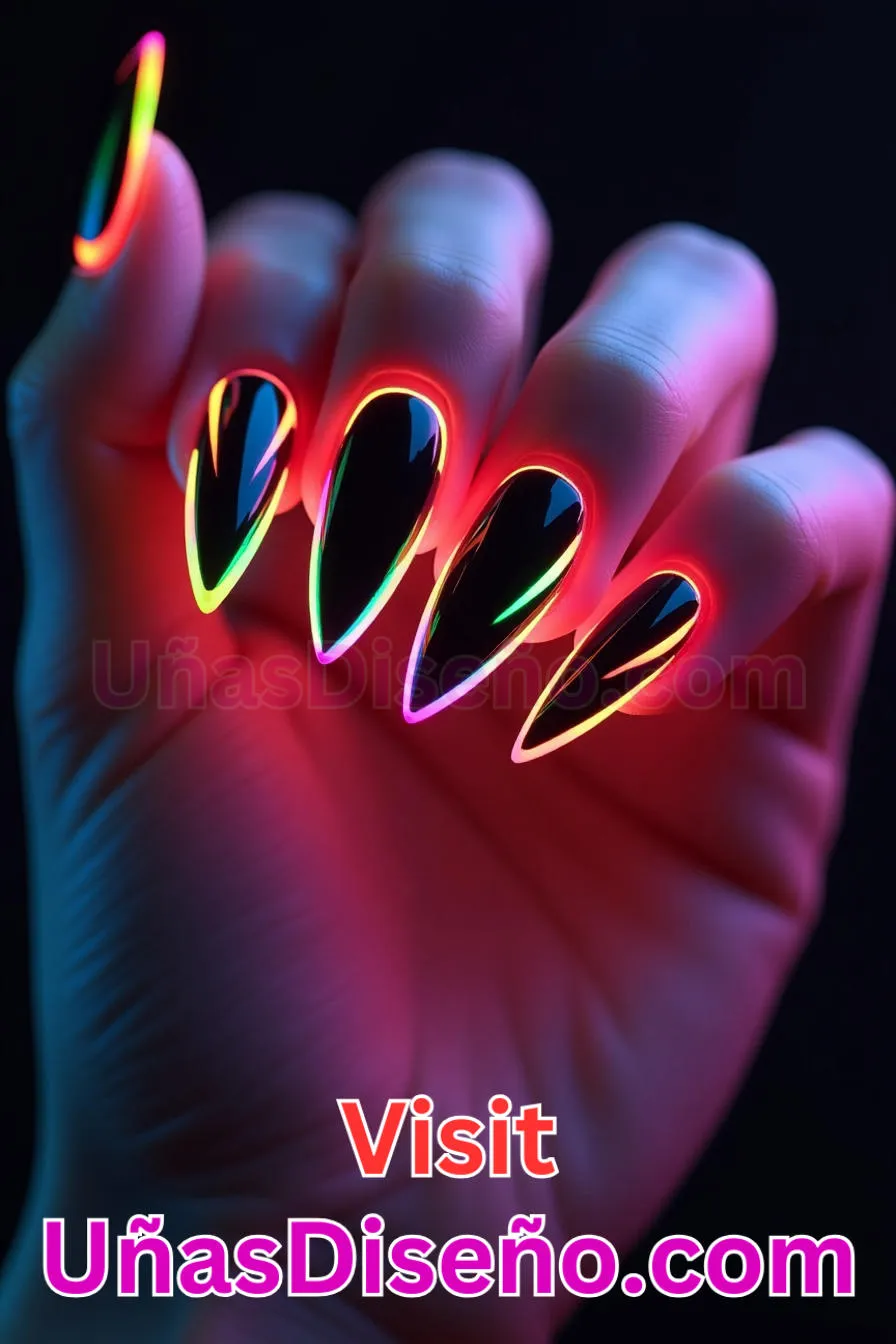 4. Neon Edge Impact - Tendencias 2025 30 Estilos de Uñas Almendra que Marcan la Diferencia (3).jpeg