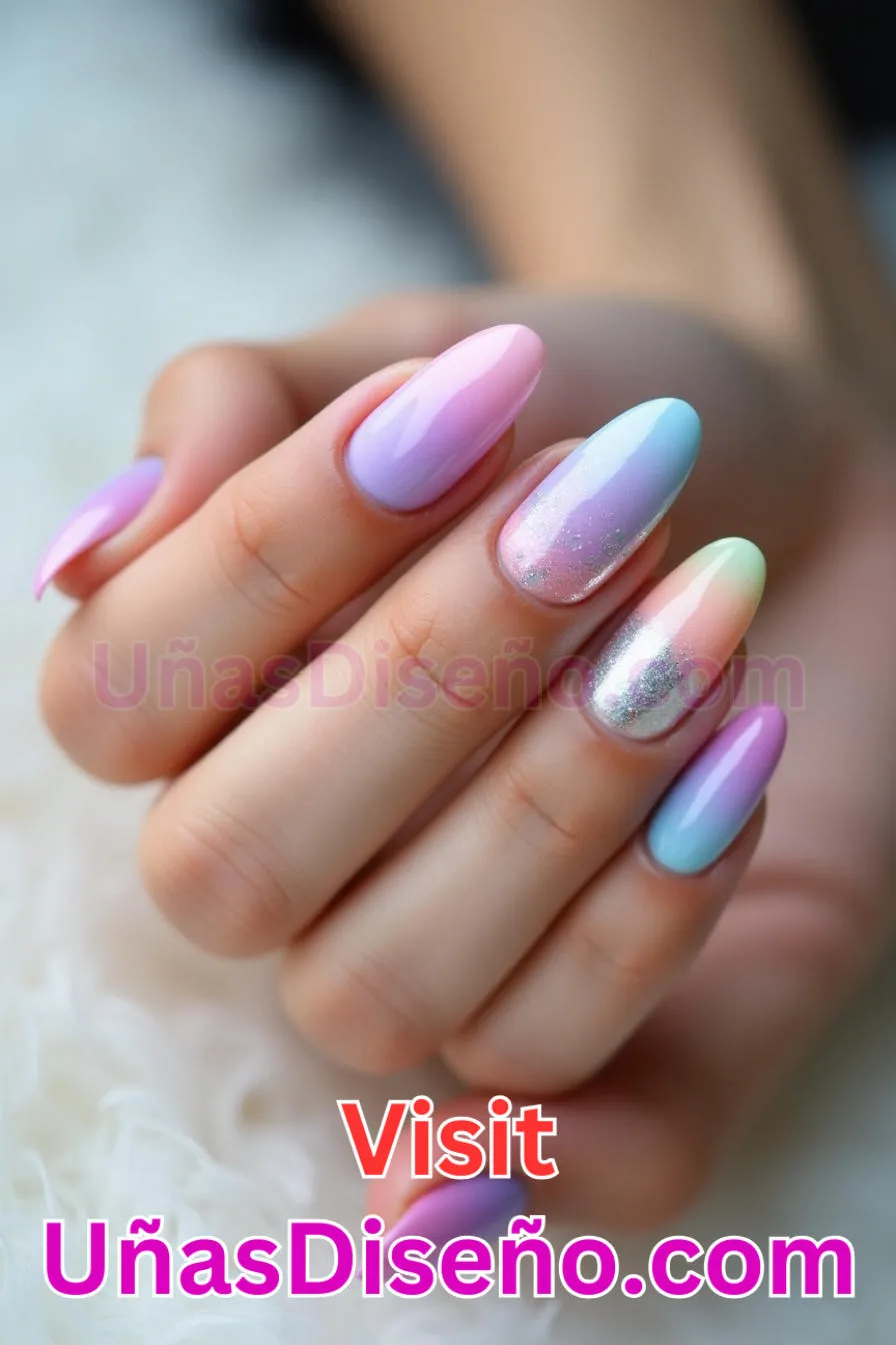 4. Unicornio Ombre - Los 20 mejores diseños de uñas con purpurina para lucir un look deslumbrante (10).jpeg