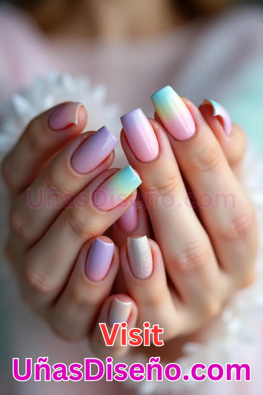 4. Unicornio Ombre - Los 20 mejores diseños de uñas con purpurina para lucir un look deslumbrante (11).jpeg