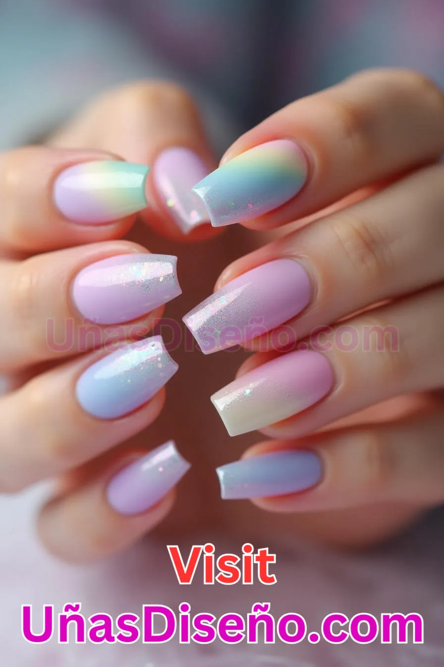 4. Unicornio Ombre - Los 20 mejores diseños de uñas con purpurina para lucir un look deslumbrante (12).jpeg