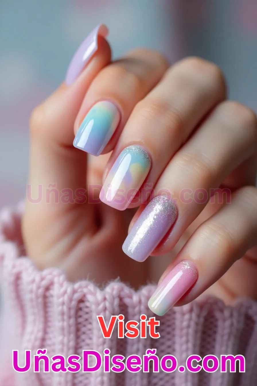 4. Unicornio Ombre - Los 20 mejores diseños de uñas con purpurina para lucir un look deslumbrante (13).jpeg