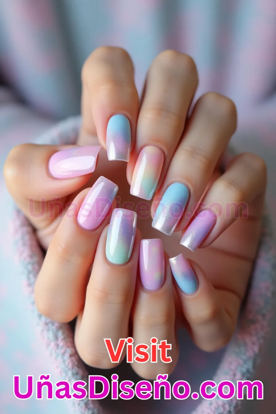 4. Unicornio Ombre - Los 20 mejores diseños de uñas con purpurina para lucir un look deslumbrante (9).jpeg