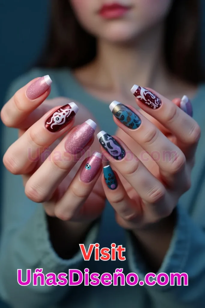 40. Calamar Diseños de uñas - 51 Diseños de uñas con estampado animal para combinar a la perfección con tus vestidos (3).jpeg