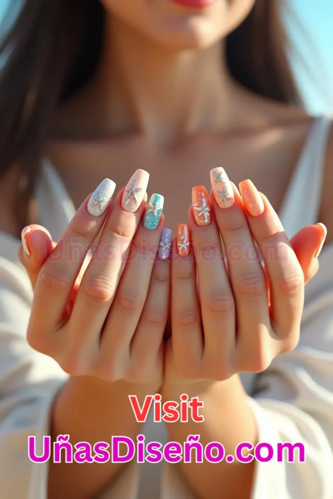 41. Estrella de mar Diseños de uñas - 51 Diseños de uñas con estampado animal para combinar a la perfección con tus vestidos (3).jpeg