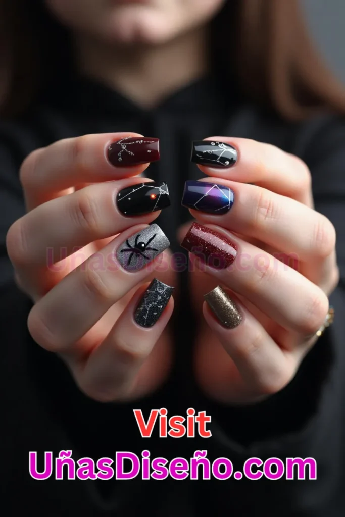 43. Araña Diseños de uñas - 51 Diseños de uñas con estampado animal para combinar a la perfección con tus vestidos (1).jpeg