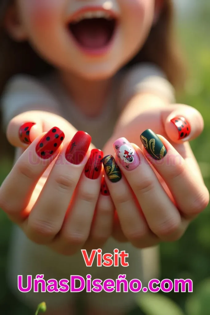 45. Mariquita Diseños de uñas - 51 Diseños de uñas con estampado animal para combinar a la perfección con tus vestidos (1).jpeg