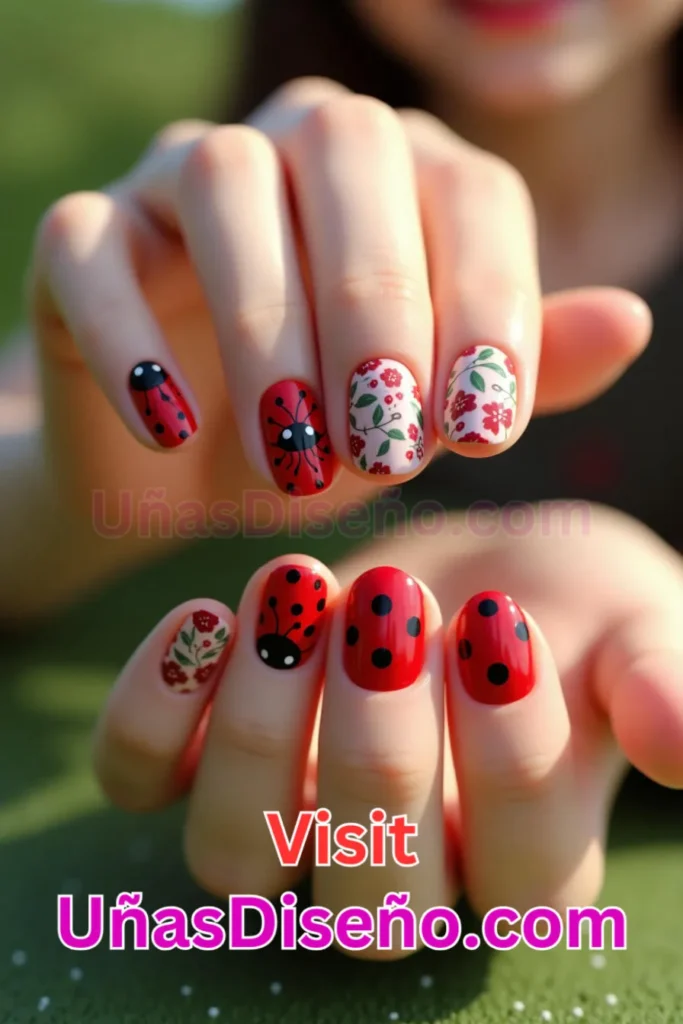 45. Mariquita Diseños de uñas - 51 Diseños de uñas con estampado animal para combinar a la perfección con tus vestidos (2).jpeg