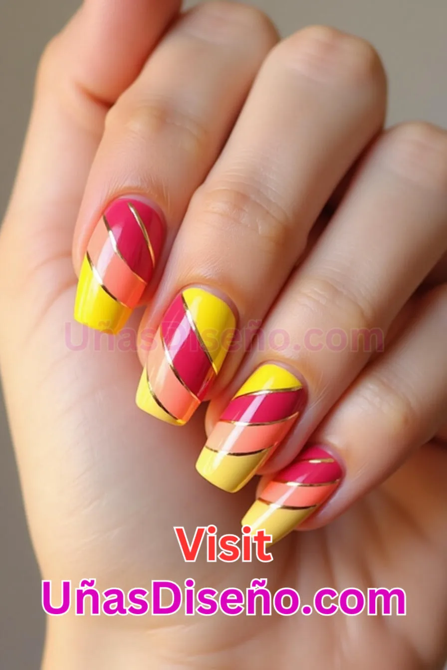5 Diagon-Alley Nail Art rosa y Amarillo Los 25 Mejores Diseños de Uñas Para Principiantes 3.jpeg