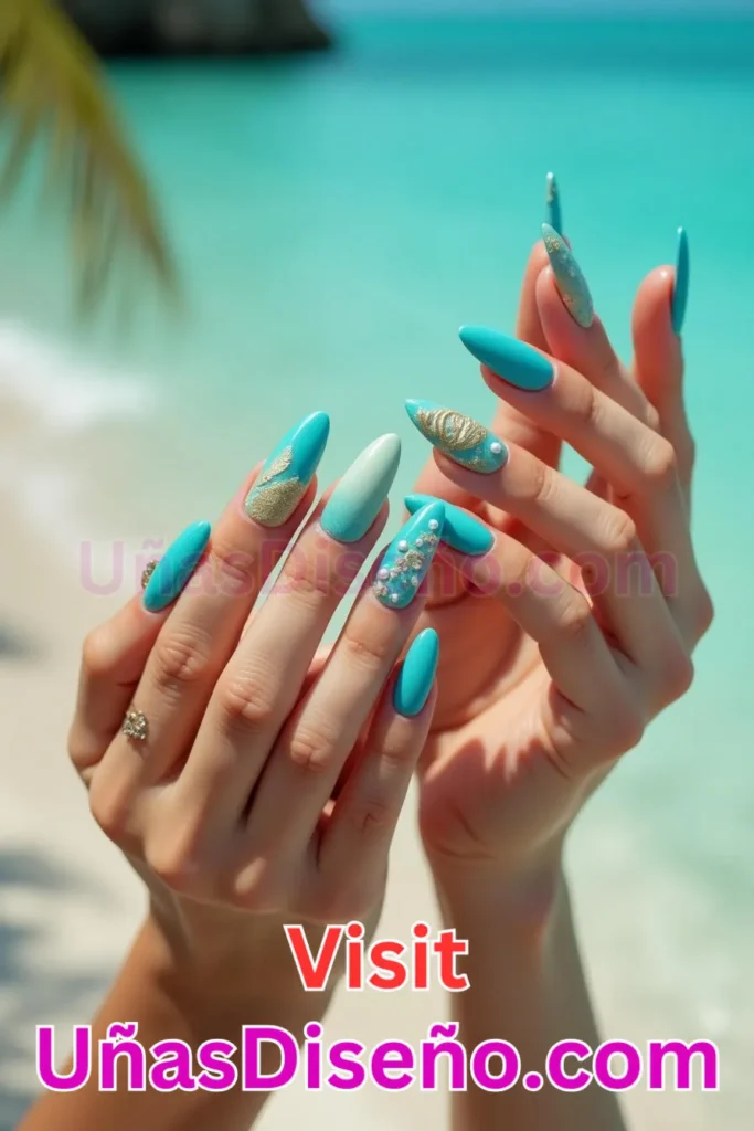 5. Escape Tropical Turquesa - 25 fascinantes ideas de esmaltes de uñas de gel para un look de salón perfecto (1).jpeg