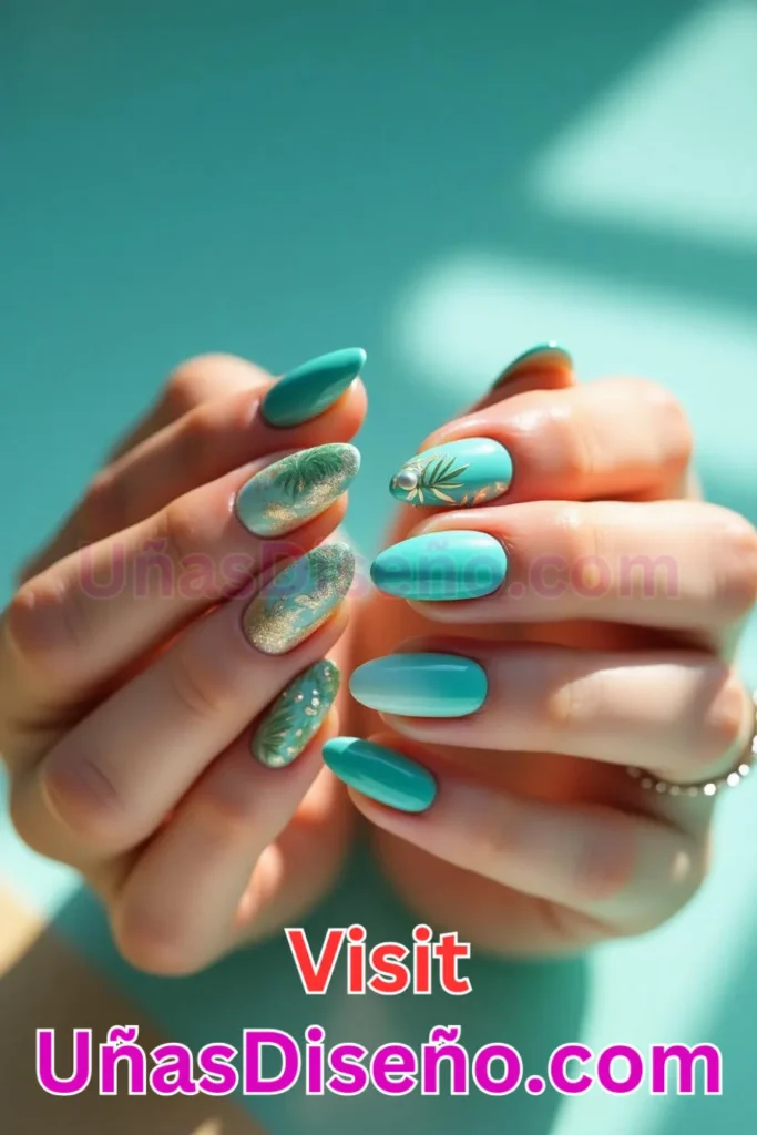 5. Escape Tropical Turquesa - 25 fascinantes ideas de esmaltes de uñas de gel para un look de salón perfecto (4).jpeg