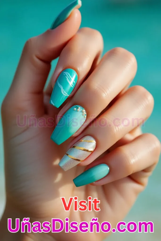 5. Escape Tropical Turquesa - 25 fascinantes ideas de esmaltes de uñas de gel para un look de salón perfecto (6).jpeg