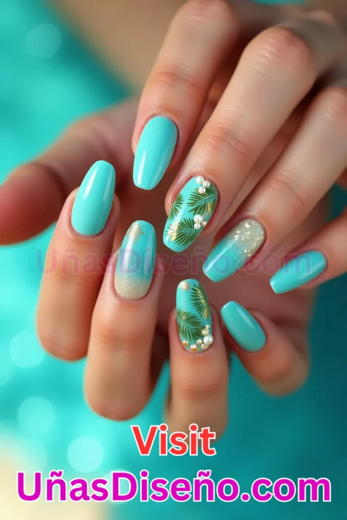 5. Escape Tropical Turquesa - 25 fascinantes ideas de esmaltes de uñas de gel para un look de salón perfecto (7).jpeg