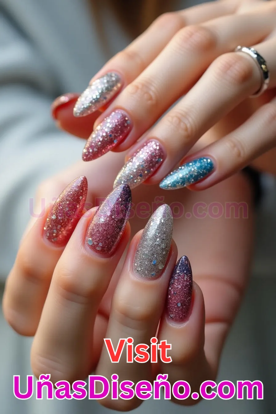 5. Glamour con purpurina - Brilla como nunca 25 diseños de esmaltes de gel, gelish y gel para uñas que tienes que probar (5).jpeg