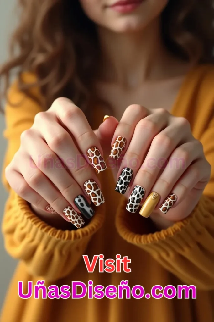 5. Jirafa Diseños de uñas - 51 Diseños de uñas con estampado animal para combinar a la perfección con tus vestidos (2).jpeg