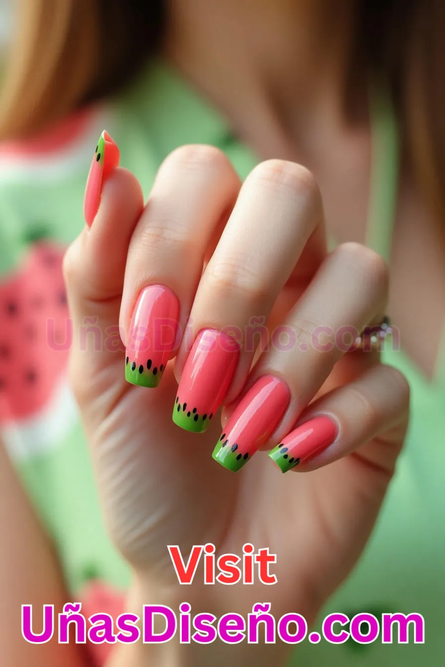 5. Manicura Francesa Invertida de Sandía (10)
