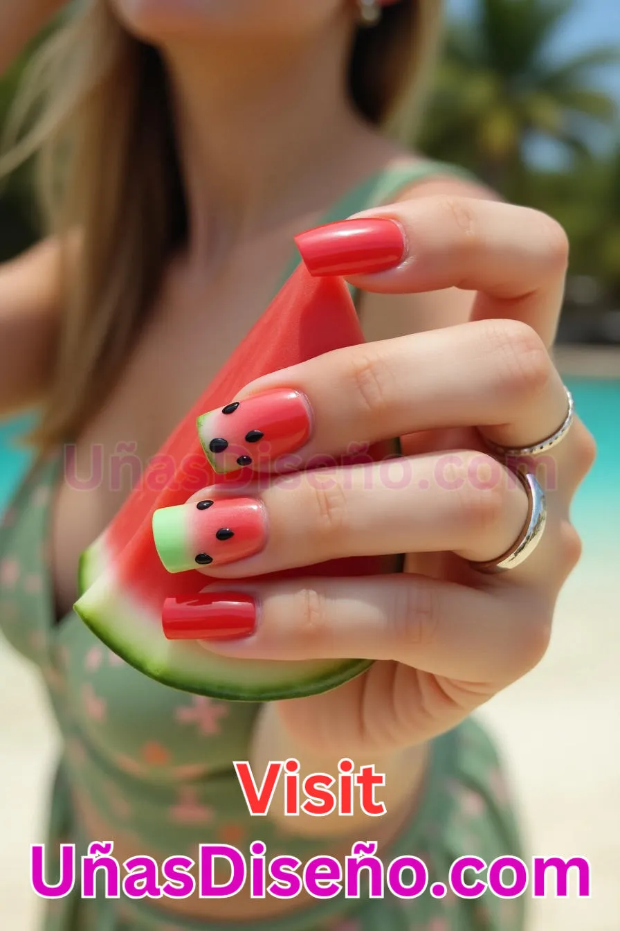 5. Manicura Francesa Invertida de Sandía (3)