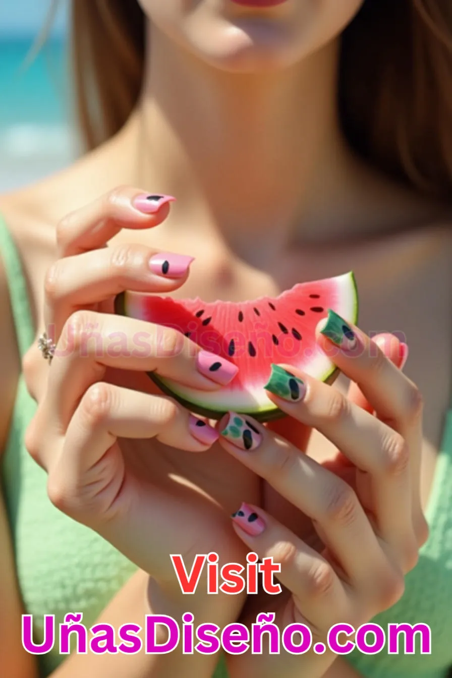 5. Manicura Francesa Invertida de Sandía (4)