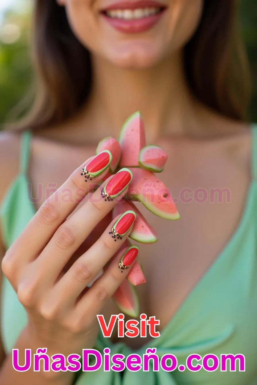 5. Manicura Francesa Invertida de Sandía (5)