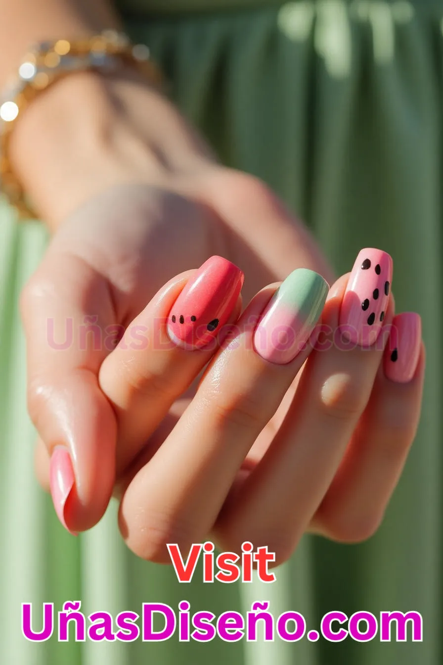 5. Manicura Francesa Invertida de Sandía (6)