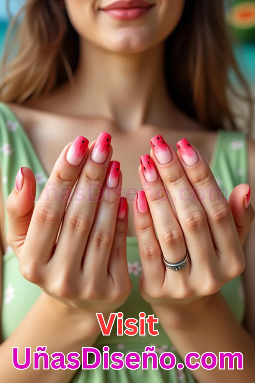 5. Manicura Francesa Invertida de Sandía (7)