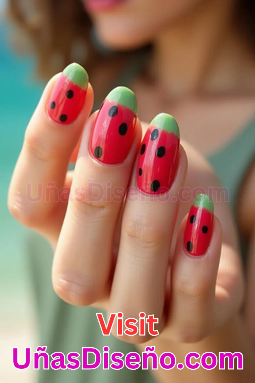 5. Manicura Francesa Invertida de Sandía (9)