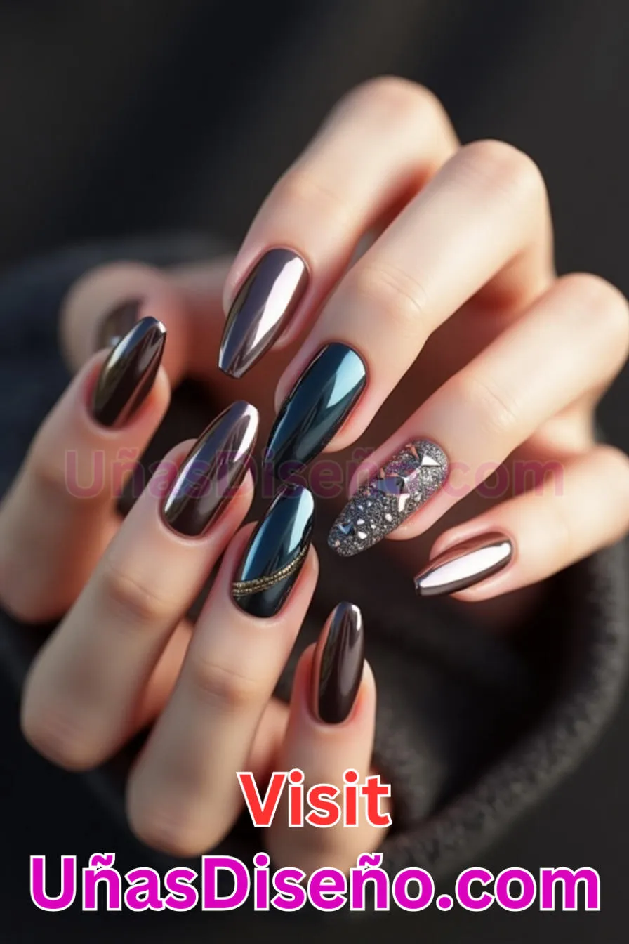 5. Modern Twist metalizado - Tendencias 2025 30 Estilos de Uñas Almendra que Marcan la Diferencia (2).jpeg