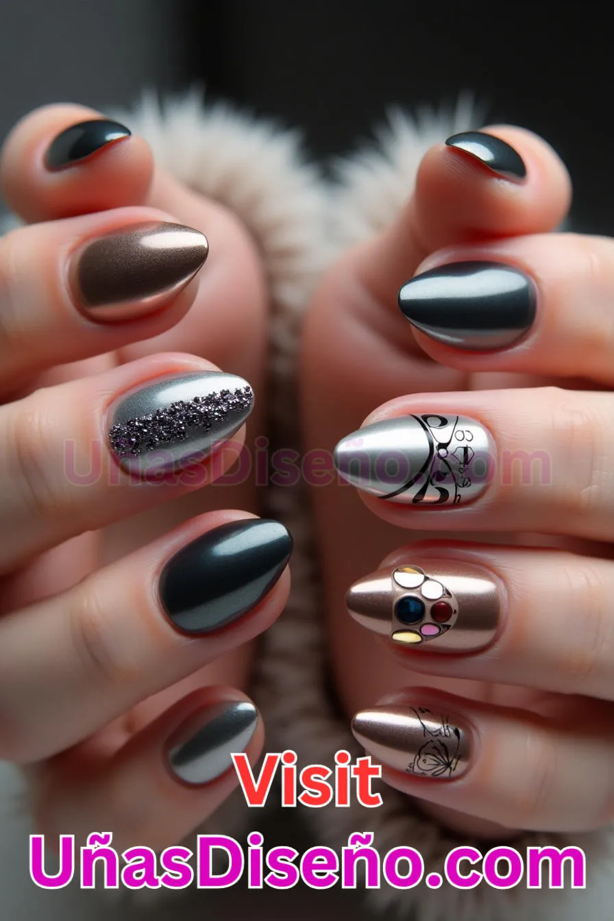 5. Modern Twist metalizado - Tendencias 2025 30 Estilos de Uñas Almendra que Marcan la Diferencia (4).jpeg