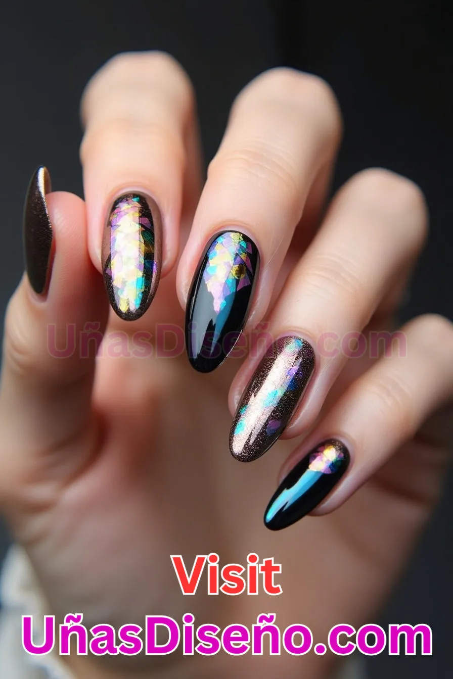 5. Modern Twist metalizado - Tendencias 2025 30 Estilos de Uñas Almendra que Marcan la Diferencia (5).jpeg