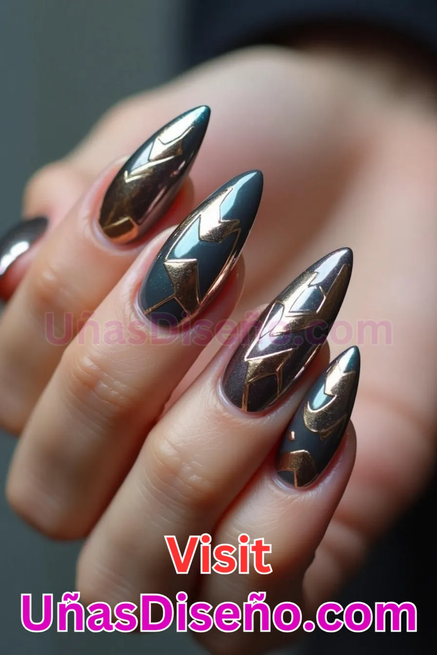 5. Modern Twist metalizado - Tendencias 2025 30 Estilos de Uñas Almendra que Marcan la Diferencia (7).jpeg