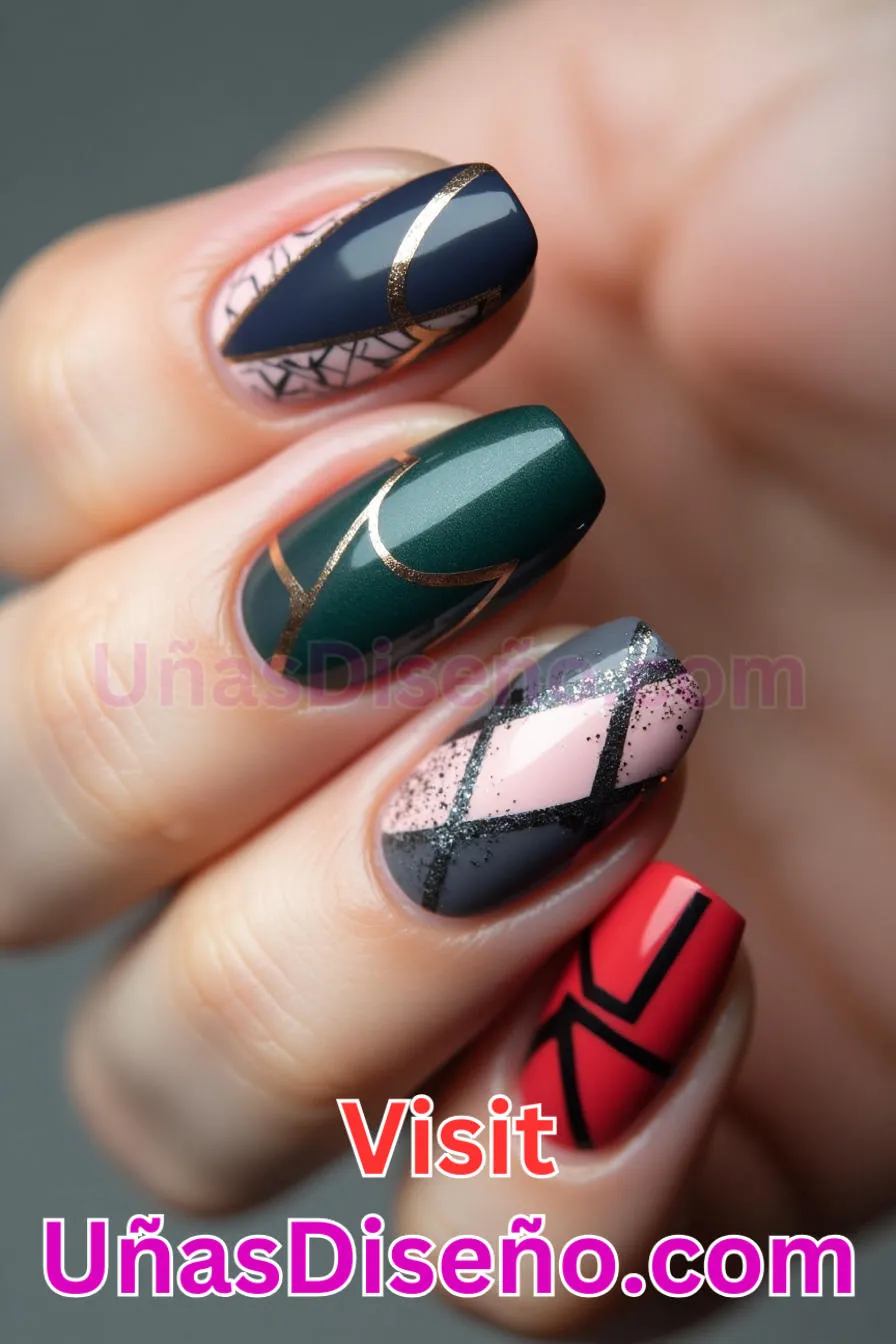 5. Patrones geométricos abstractos - Cómo Elegir el Diseño Perfecto para Uñas Almendra 21 Ideas Exclusivas para Brillar (5).jpeg