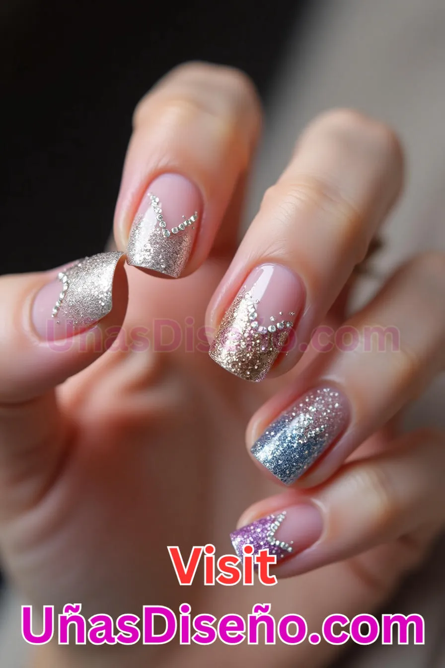 5. Purpurina francesa - Los 20 mejores diseños de uñas con purpurina para lucir un look deslumbrante (6).jpeg