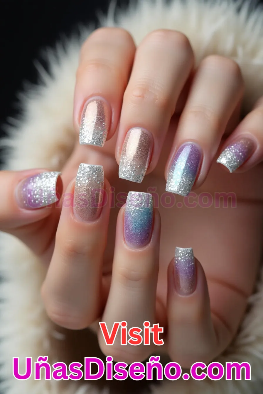 5. Purpurina francesa - Los 20 mejores diseños de uñas con purpurina para lucir un look deslumbrante (9).jpeg