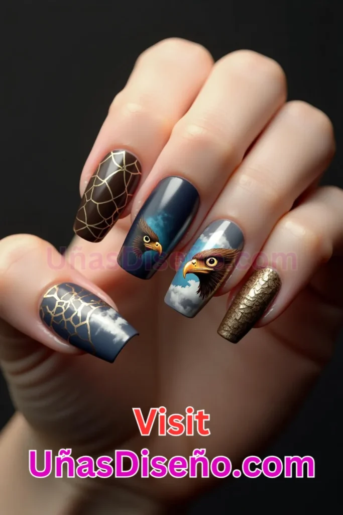 51. Águila Diseños de uñas - 51 Diseños de uñas con estampado animal para combinar a la perfección con tus vestidos (1).jpeg