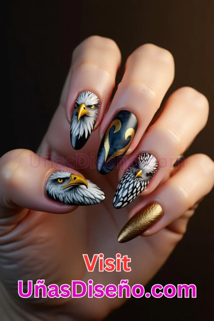 51. Águila Diseños de uñas - 51 Diseños de uñas con estampado animal para combinar a la perfección con tus vestidos (2).jpeg