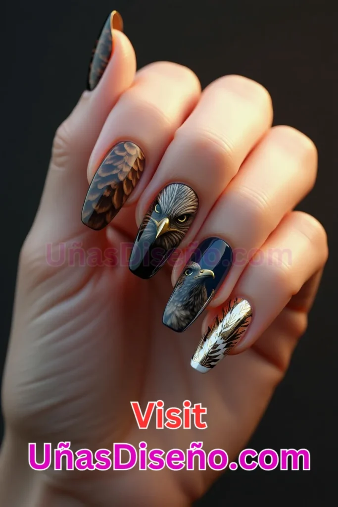 51. Águila Diseños de uñas - 51 Diseños de uñas con estampado animal para combinar a la perfección con tus vestidos (3).jpeg