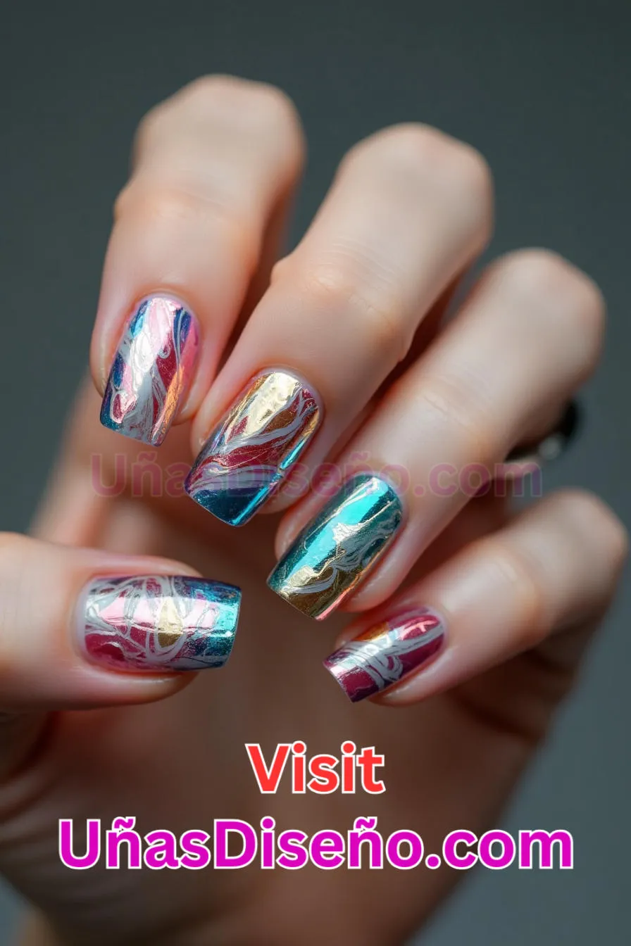 6 Diseño de uñas con envoltorio de plástico Los 25 Mejores Diseños de Uñas Para Principiantes 1.jpeg