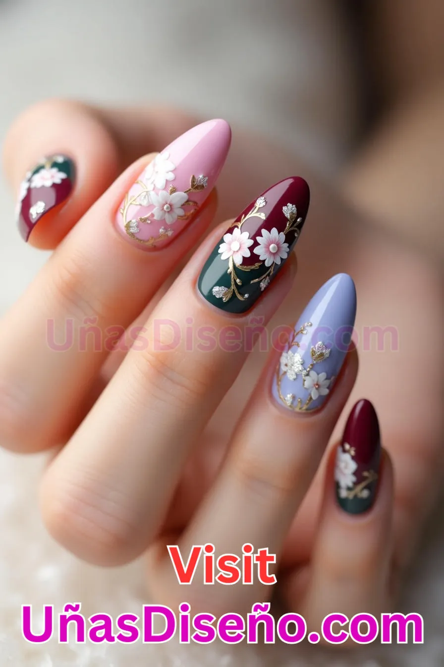 6. Adornos florales - Cómo Elegir el Diseño Perfecto para Uñas Almendra 21 Ideas Exclusivas para Brillar (2).jpeg