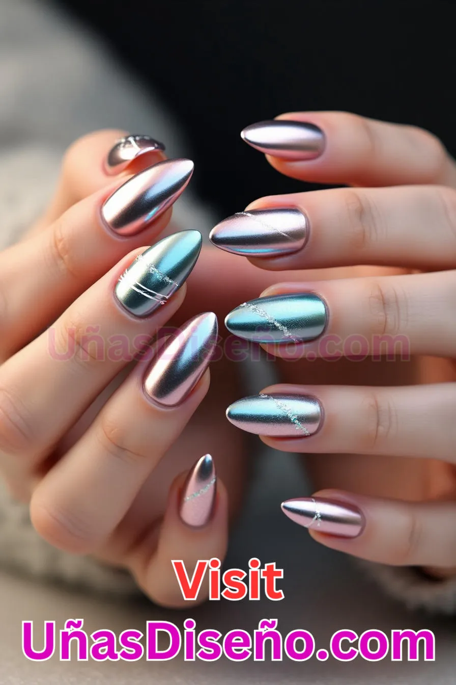 6. Atrevida almendra metálica - Reinventa tu Manicura 25 Diseños de Uñas Almendra Impresionantes para (3).jpeg