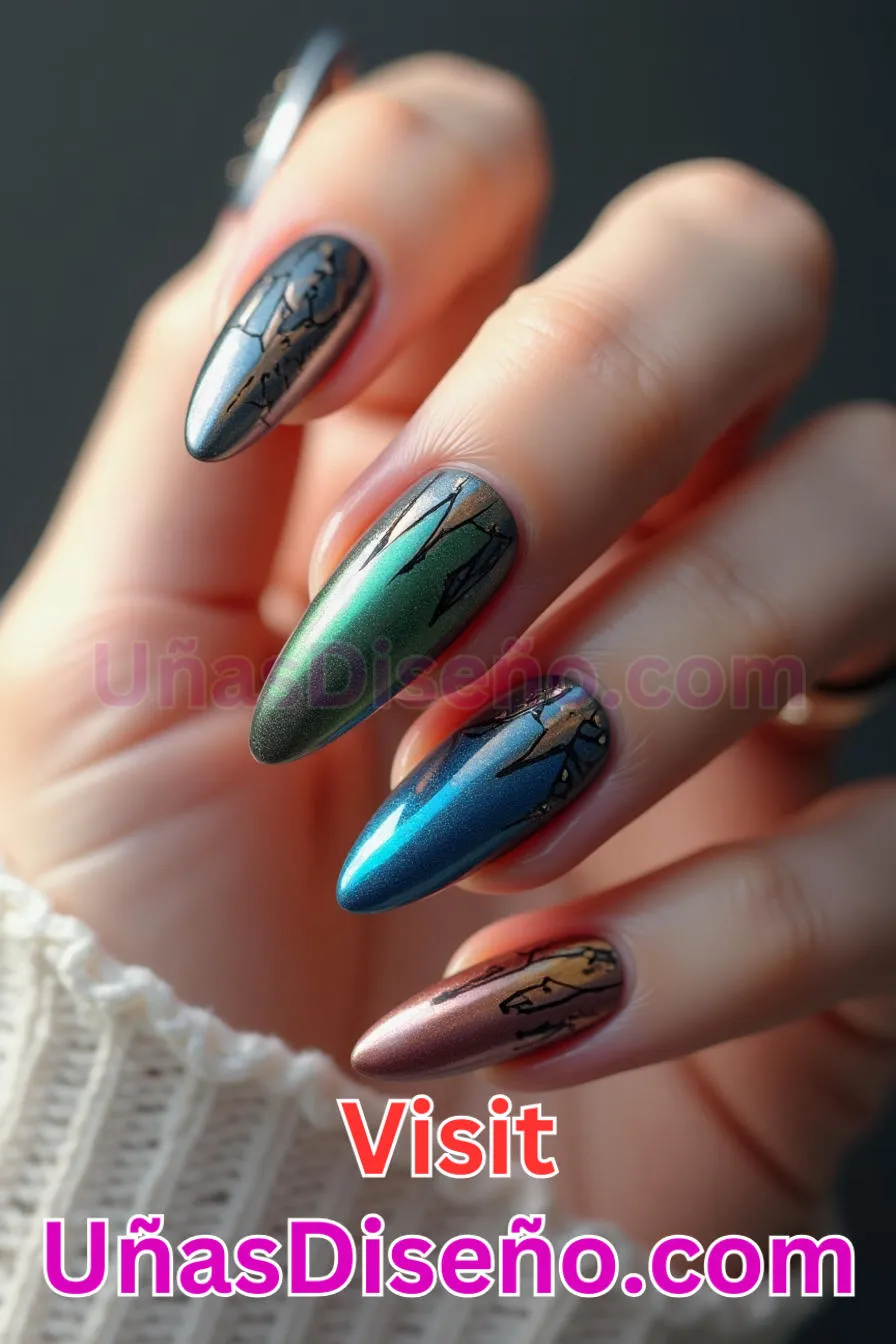 6. Atrevida almendra metálica - Reinventa tu Manicura 25 Diseños de Uñas Almendra Impresionantes para (4).jpeg